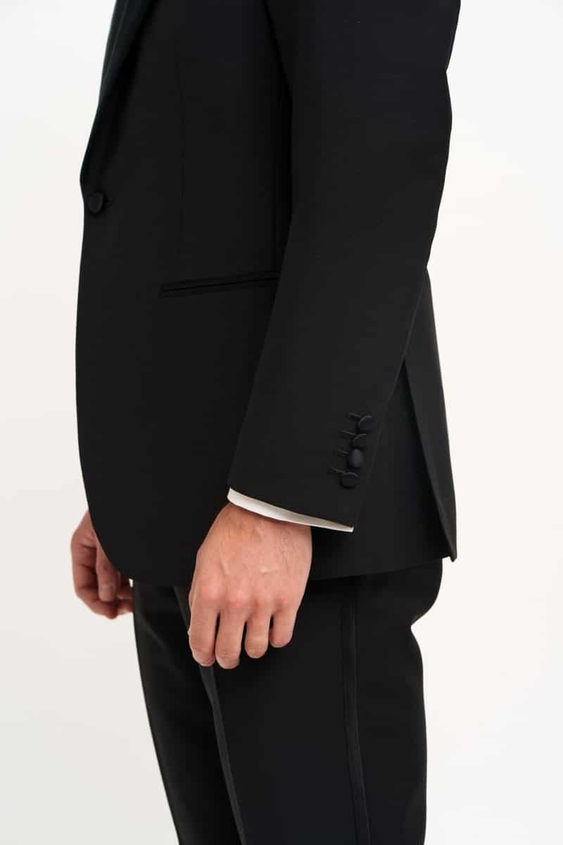 MAB-Black-Wool-Tuxedo-Side-View - custom suits nyc bespoke tailor midtown, noho