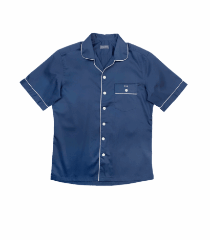 MAB Custom Navy Short Sleeve Pajama Shirt - custom suits nyc bespoke tailor midtown, noho
