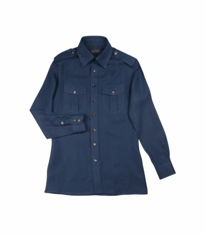 Navy Linen Field Shirt - custom suits nyc bespoke tailor midtown, noho