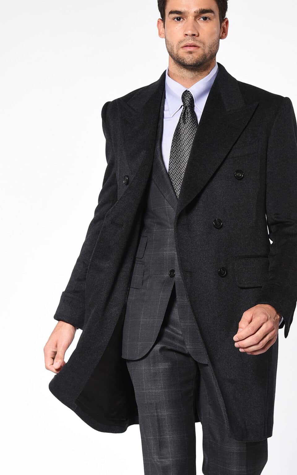 (product) Charcoal DB Wool Cashmere Overcoat - custom suits nyc bespoke tailor midtown, noho