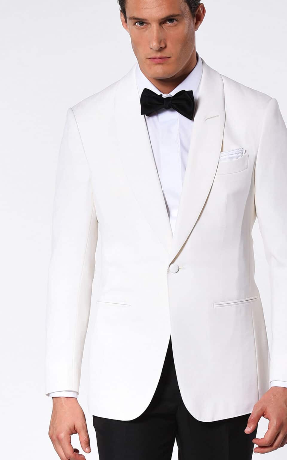 (product) Ivory Barathea Classic Bespoke Dinner Jacket - custom suits nyc bespoke tailor midtown, noho