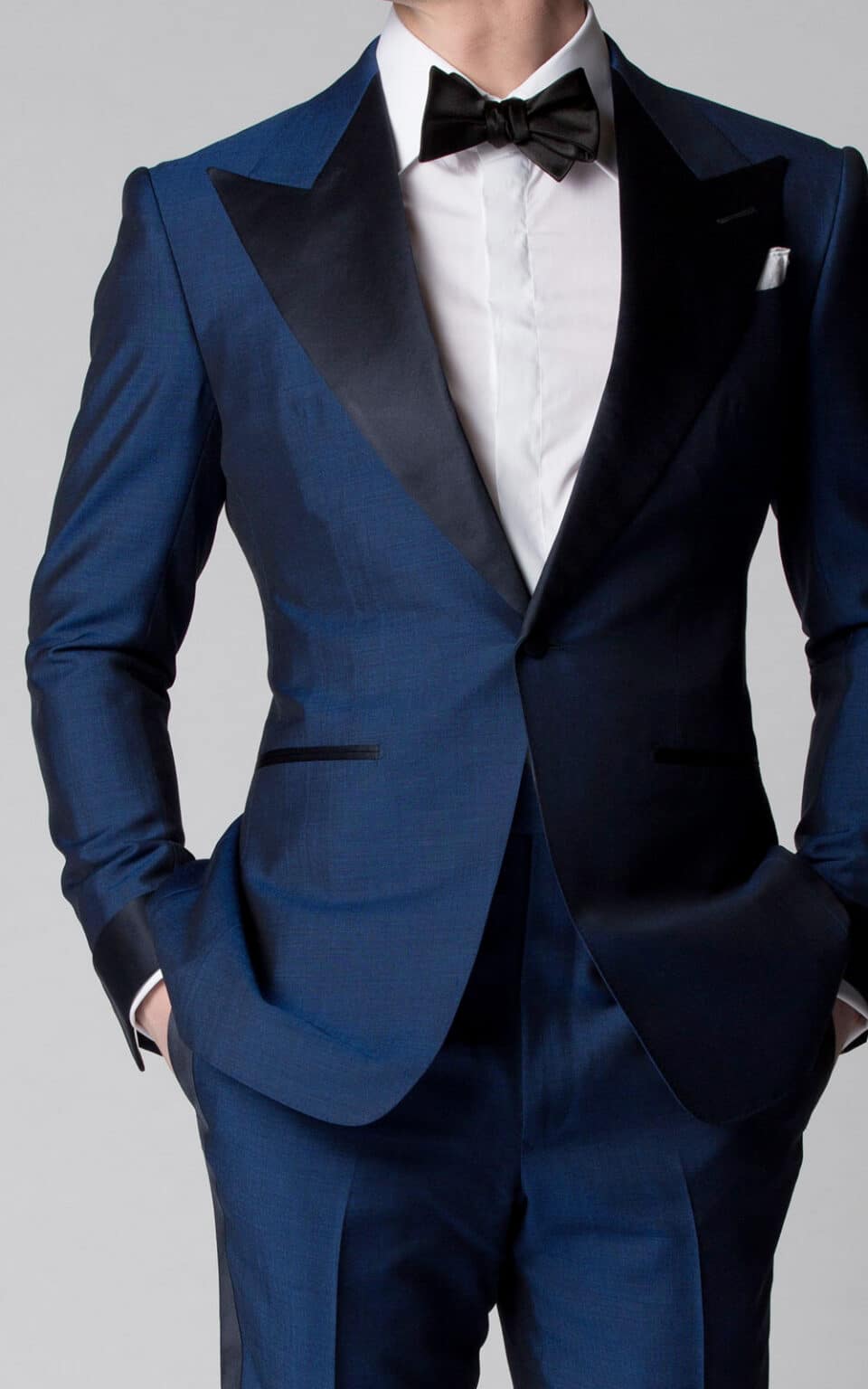(product) French Blue Mohair & Silk Bespoke Dinner Jacket - custom suits nyc bespoke tailor midtown, noho