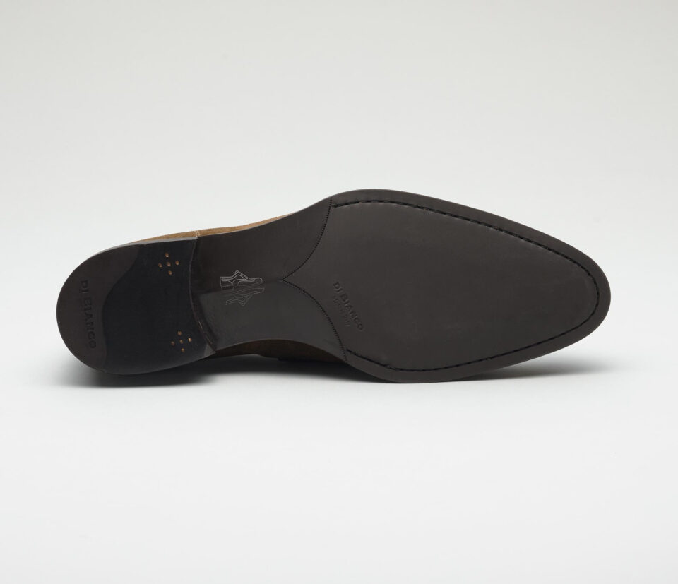 (product) Brera Militare Grey Suede Loafer, Sole view - custom suits nyc bespoke tailor midtown, noho