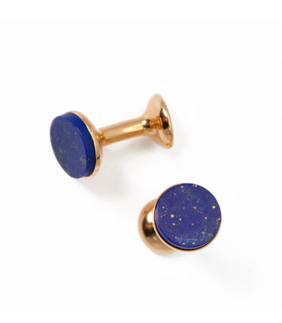 (product) Lapis Lazuli Cufflinks (Yellow Gold) - custom suits nyc bespoke tailor midtown, noho