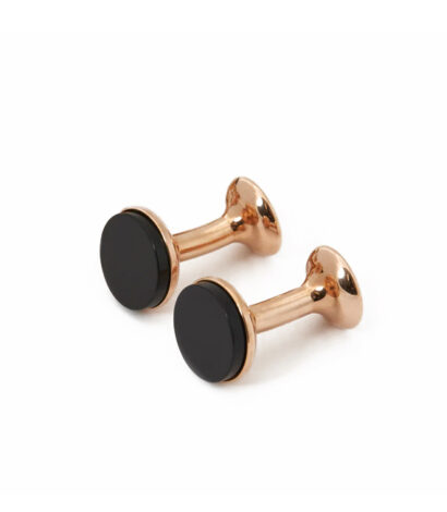 (product) Onyx Cufflinks (Rose Gold) - custom suits nyc bespoke tailor midtown, noho
