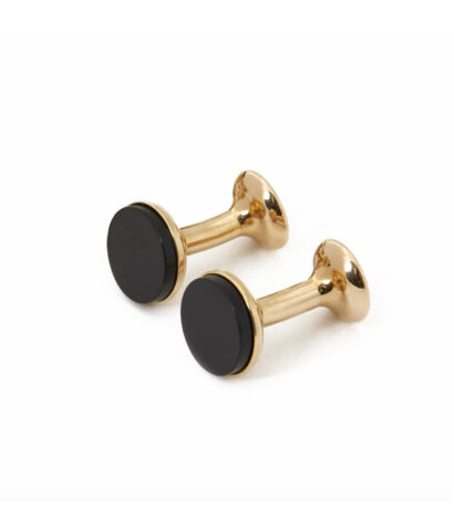 (product) Onyx Cufflinks (Yellow Gold) - custom suits nyc bespoke tailor midtown, noho