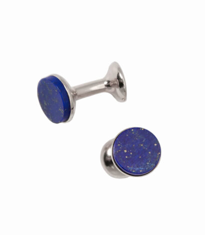 (product) Lapis Lazuli Cufflinks (White Rhodium) - custom suits nyc bespoke tailor midtown, noho