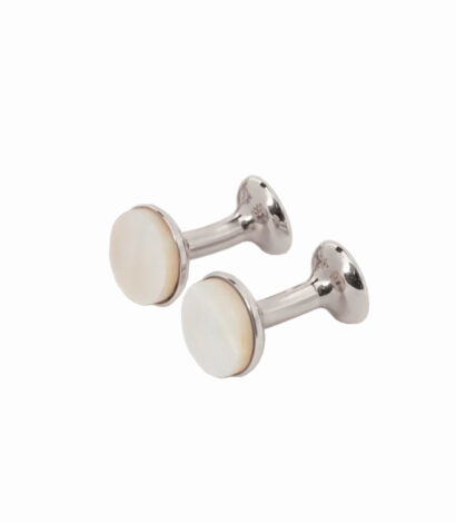 (product) Mother of Pearl Cufflinks (White Rhodium) - custom suits nyc bespoke tailor midtown, noho