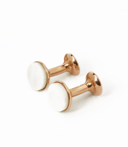 (product) Mother of Pearl Cufflinks (Rose Gold) - custom suits nyc bespoke tailor midtown, noho