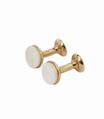 (product) Mother of Pearl Cufflinks (Yellow Gold) - custom suits nyc bespoke tailor midtown, noho