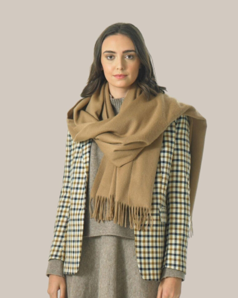 (product) Sand Plain Ripple Cashmere Stole - custom suits nyc bespoke tailor midtown, noho