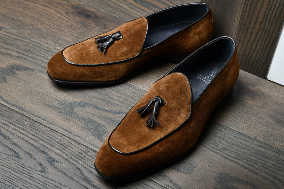 (product) Vomero Land Suede Loafer, Front pair view - custom suits nyc bespoke tailor midtown, noho
