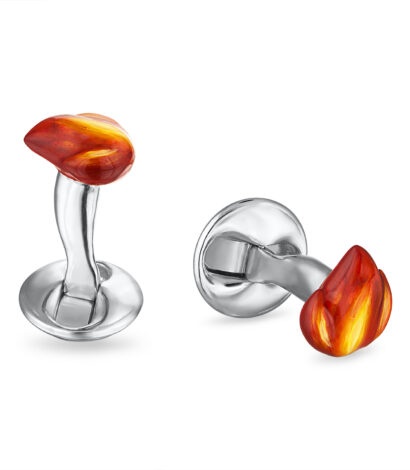 (product) The Flame Cufflinks, fiery amber flame design - custom suits nyc bespoke tailor midtown, noho