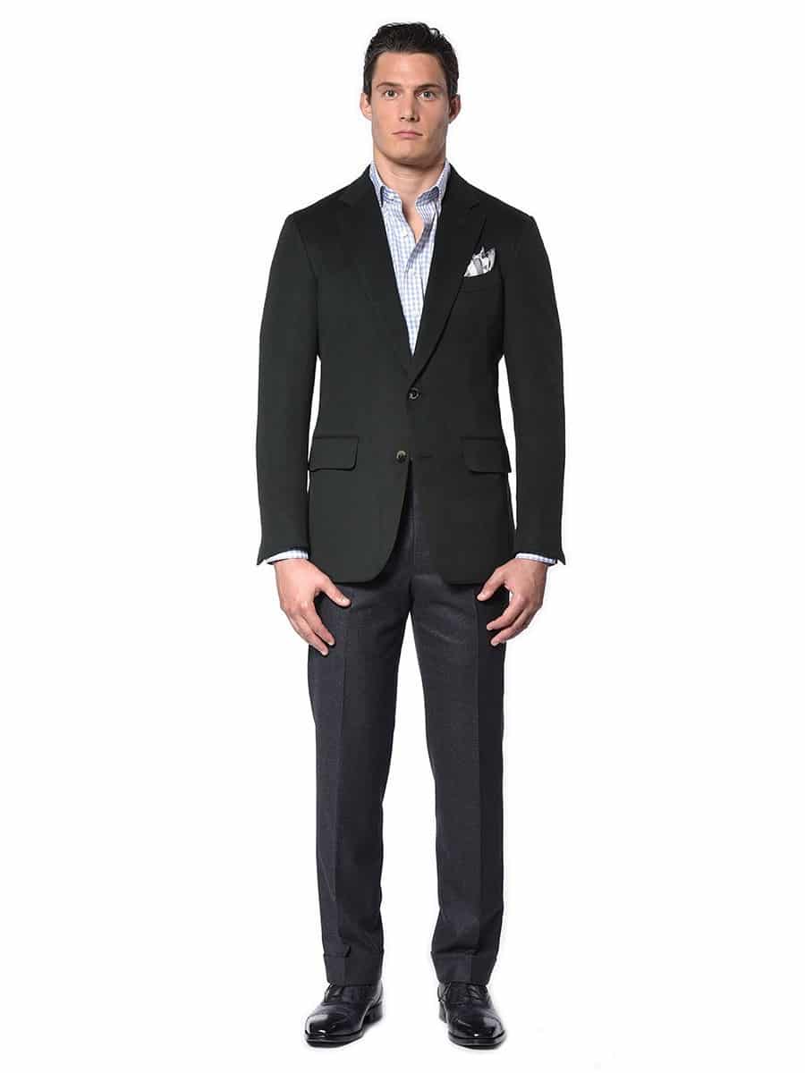 (product) MTM Forest Green Wool/Cashmere Sport Coat, front view - custom suits nyc bespoke tailor midtown, noho