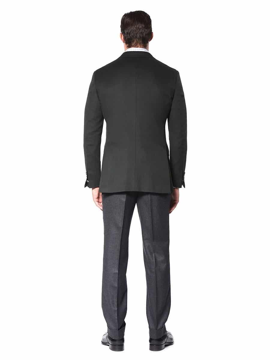 (product) MTM Forest Green Wool/Cashmere Sport Coat, back view - custom suits nyc bespoke tailor midtown, noho