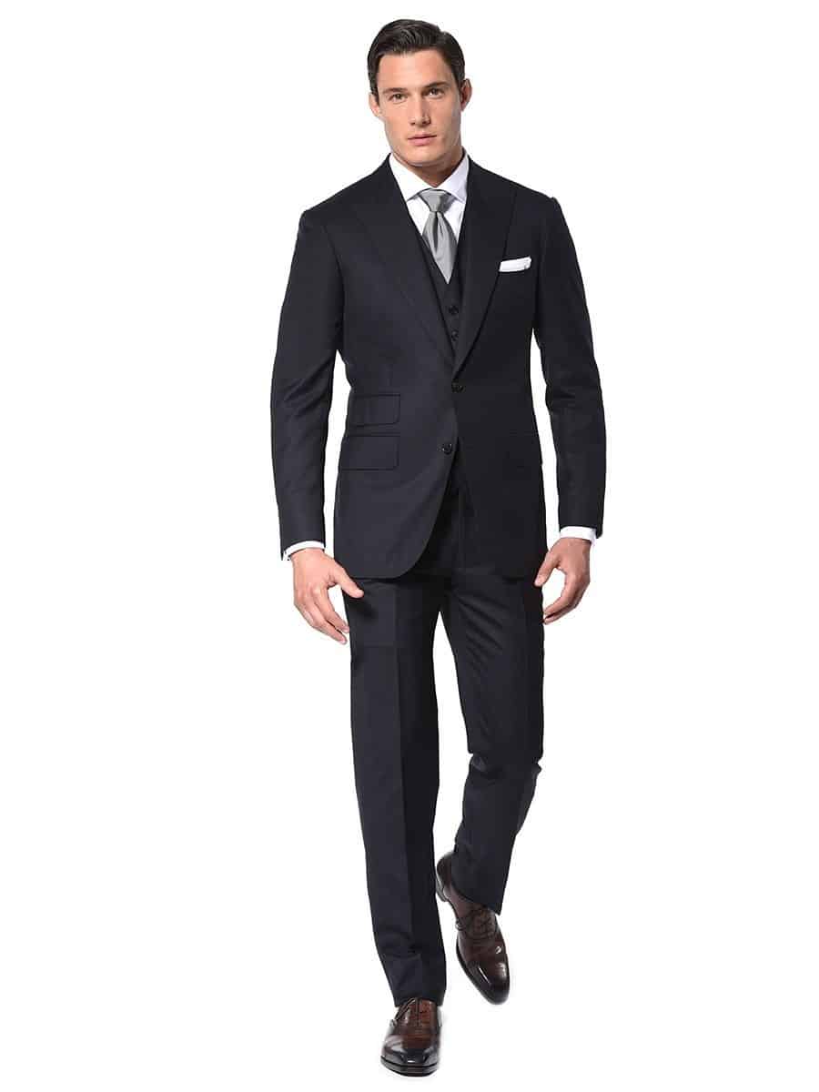 (product) Dark Navy Blue Bespoke Suit - custom suits nyc bespoke tailor midtown, noho