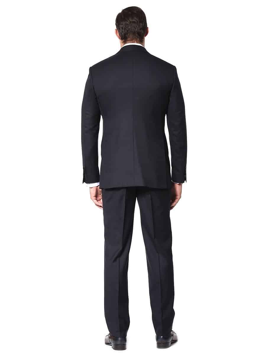 (product) Dark Navy Blue Bespoke Suit, back view - custom suits nyc bespoke tailor midtown, noho