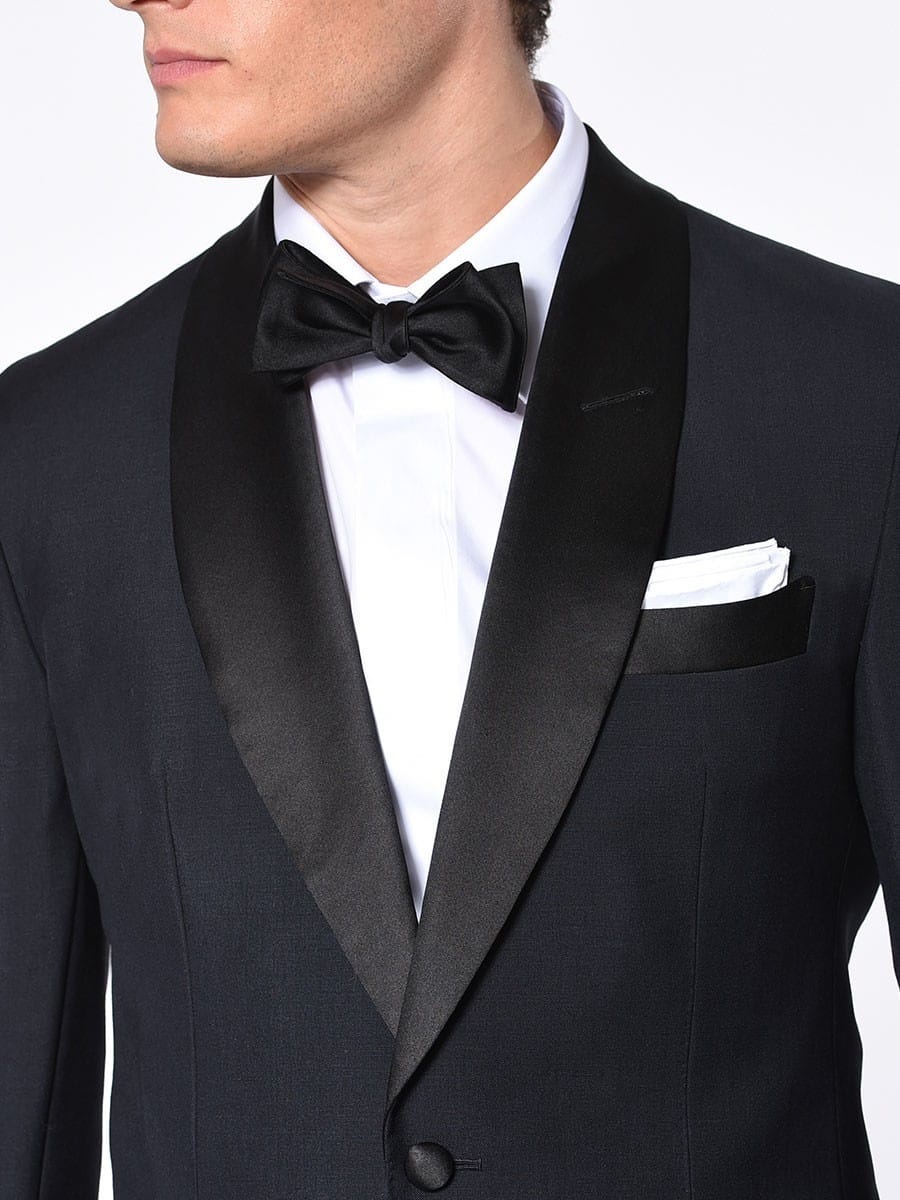 (product) Midnight Mohair Classic Bespoke Tuxedo, lapel detail - custom suits nyc bespoke tailor midtown, noho