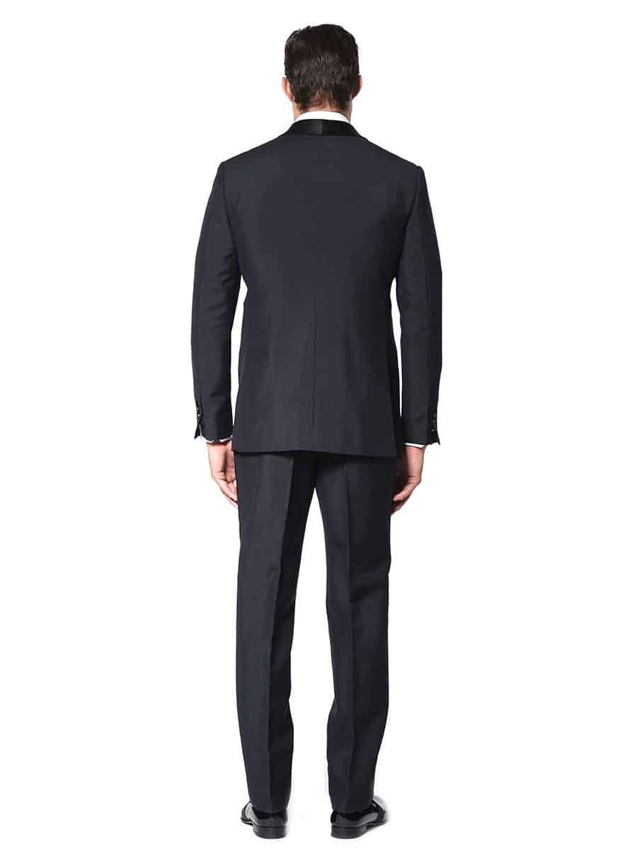 (product) Midnight Mohair Classic Bespoke Tuxedo, full back view - custom suits nyc bespoke tailor midtown, noho
