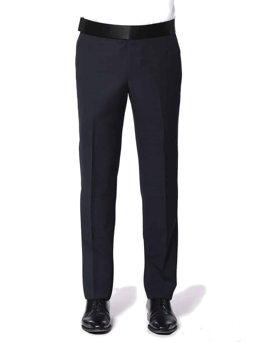 (product) Midnight Classic Satin Bespoke Tuxedo, pants detail - custom suits nyc bespoke tailor midtown, noho