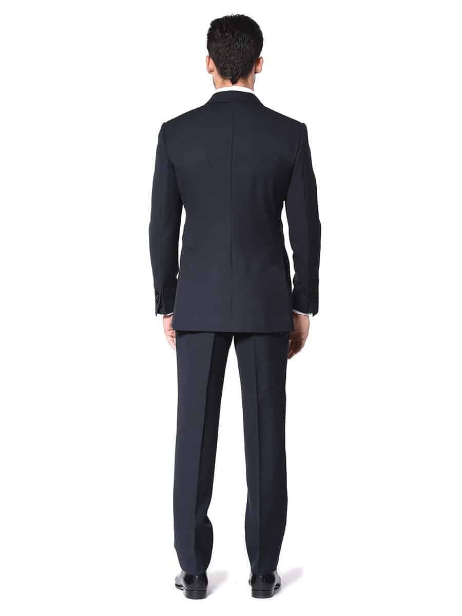 (product) Midnight Classic Satin Bespoke Tuxedo, back view - custom suits nyc bespoke tailor midtown, noho