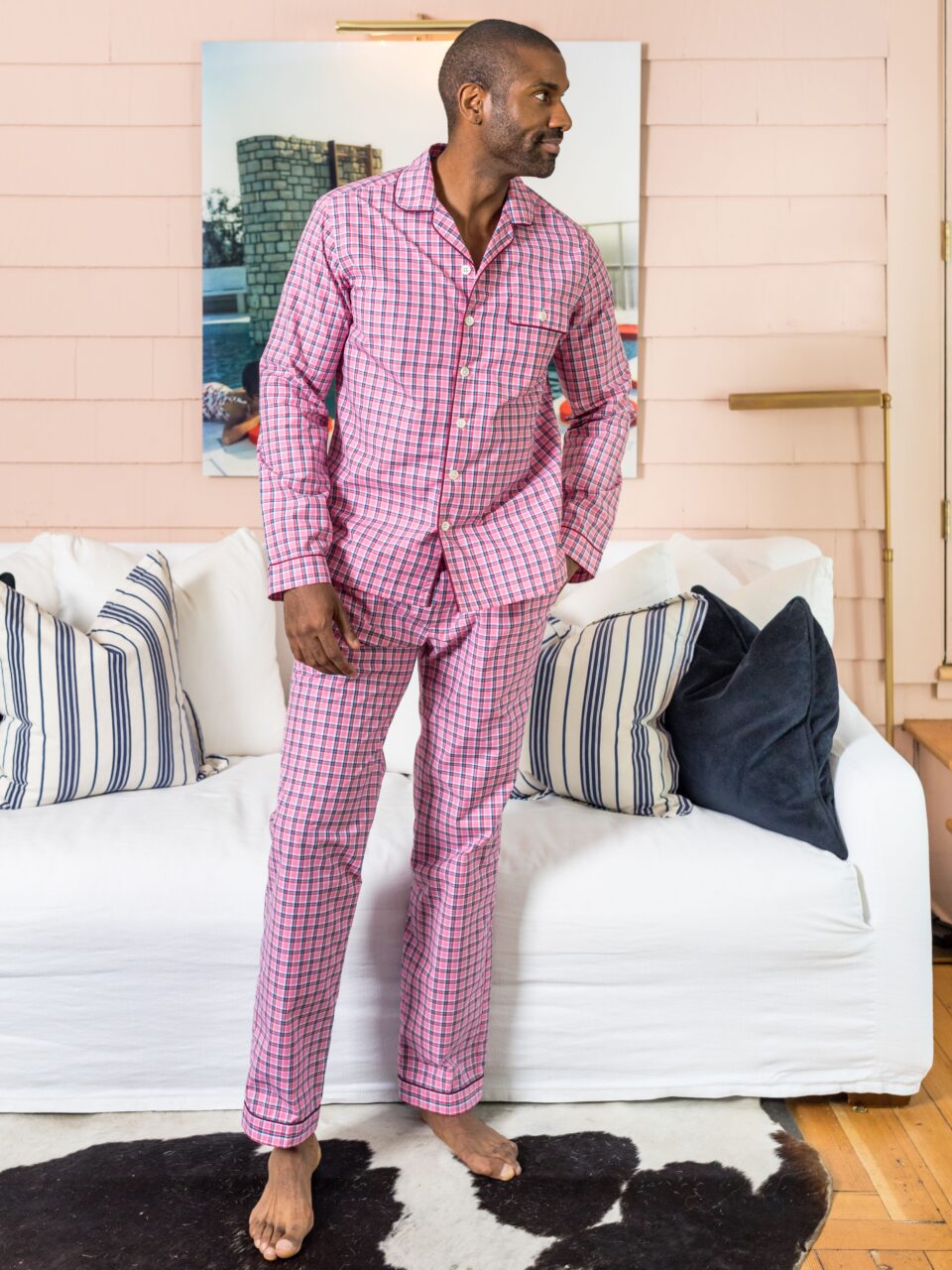(product) Red & Pink Check Pajama Shirt - custom suits nyc bespoke tailor midtown, noho
