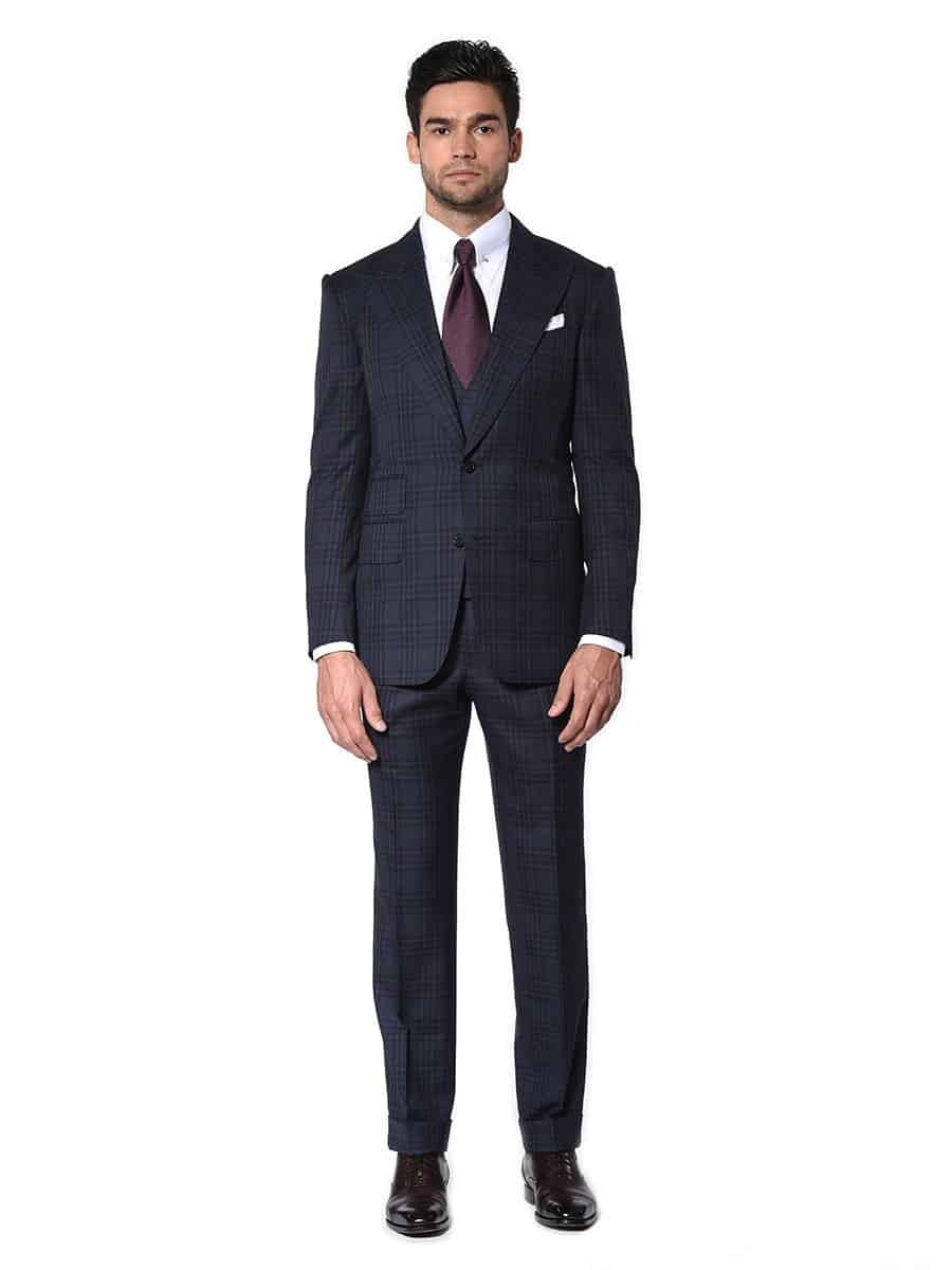 (product) Navy Plaid Bespoke Suit - custom suits nyc bespoke tailor midtown, noho
