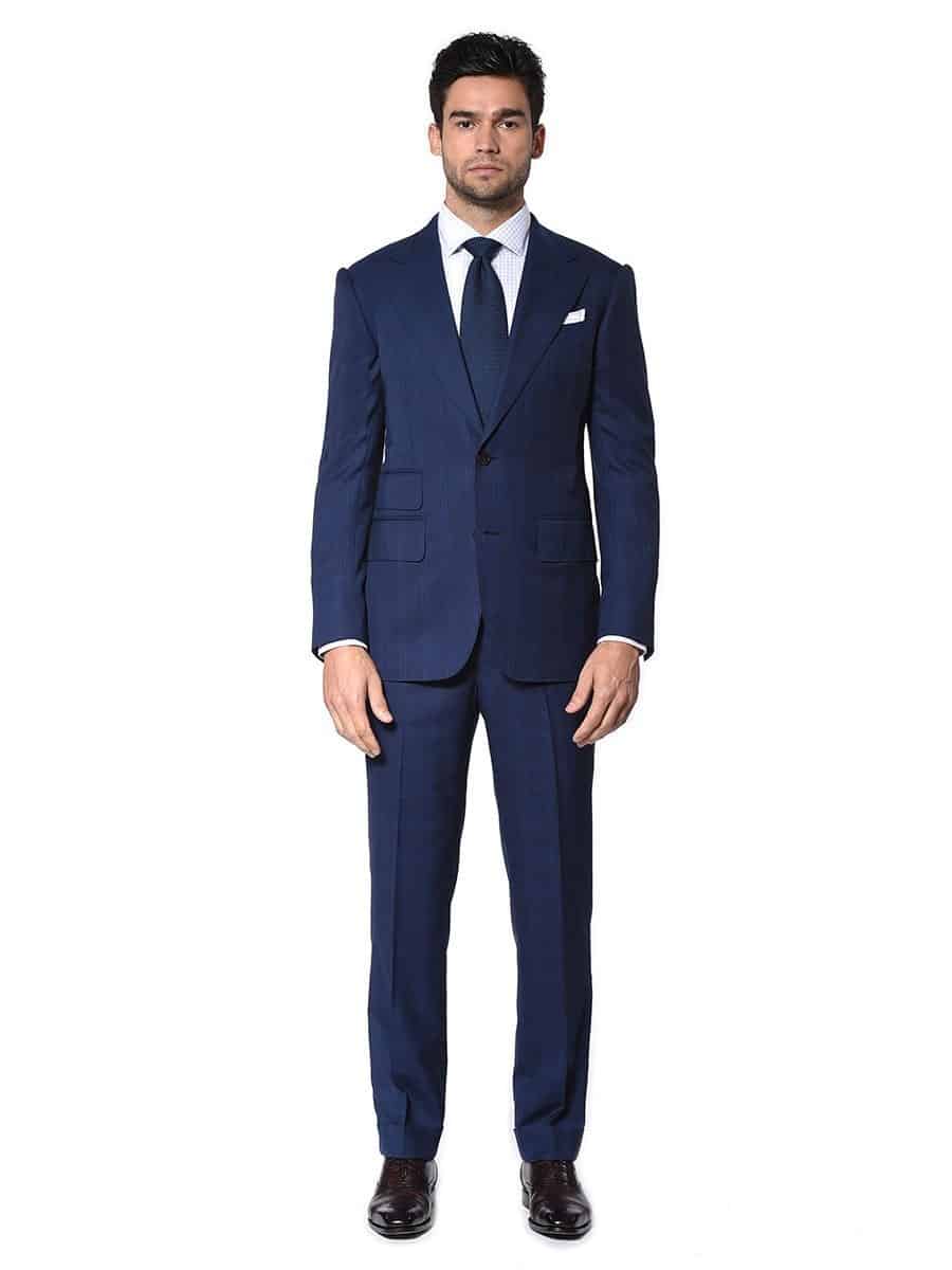 (product) Royal Blue Windowpane Bespoke Suit - custom suits nyc bespoke tailor midtown, noho