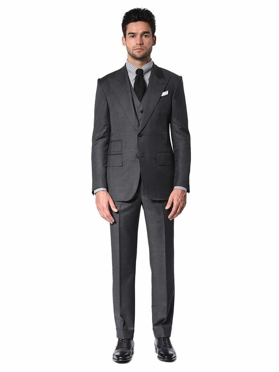 (product) Mid-Grey Sharkskin Bespoke Suit - custom suits nyc bespoke tailor midtown, noho