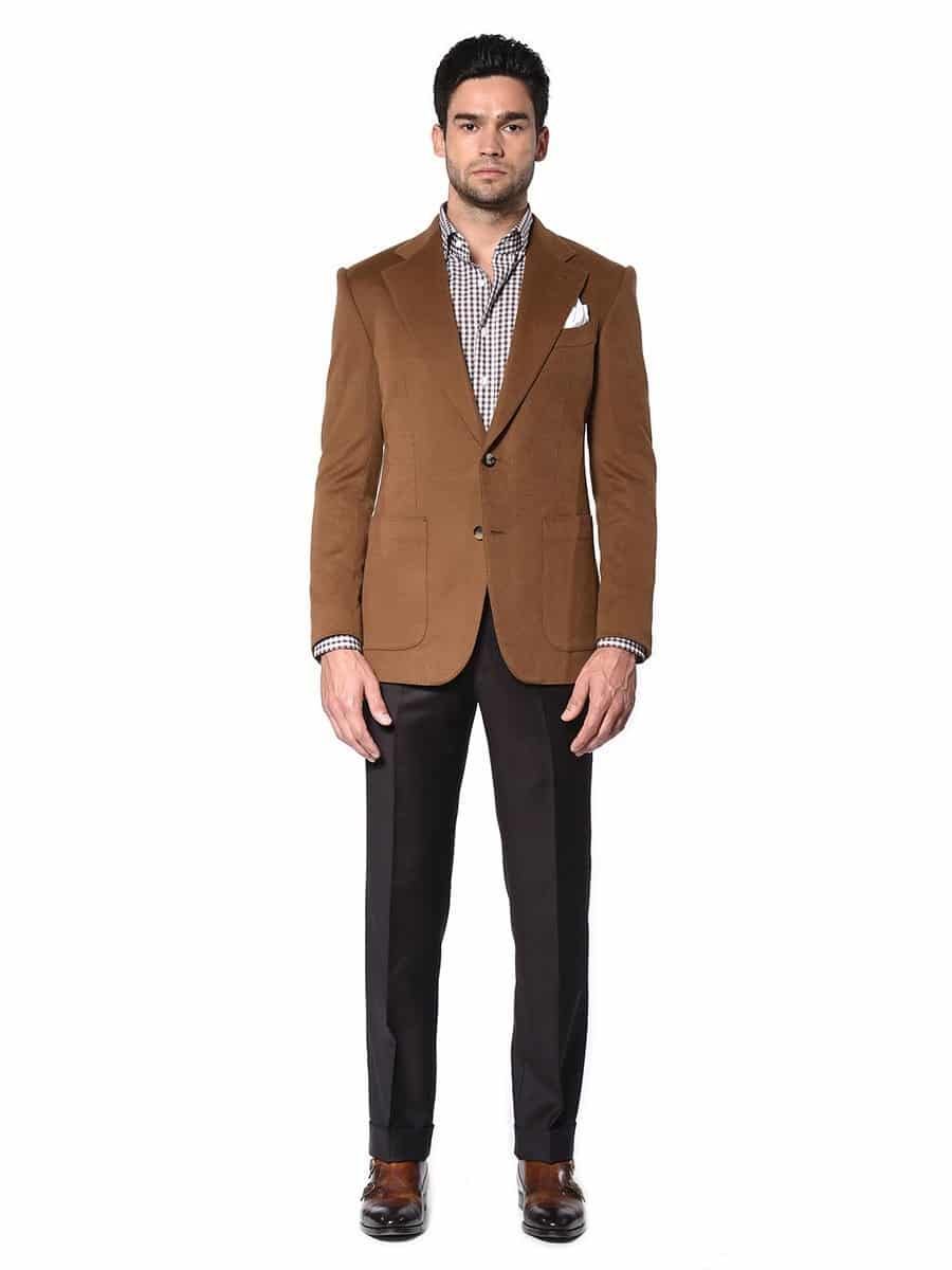 (product) Dark Caramel Bespoke Sport Coat - custom suits nyc bespoke tailor midtown, noho
