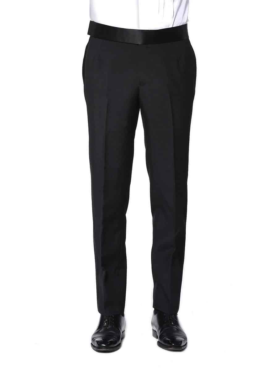 (product) Black Wool Mohair Bespoke Suit, pants detail - custom suits nyc bespoke tailor midtown, noho