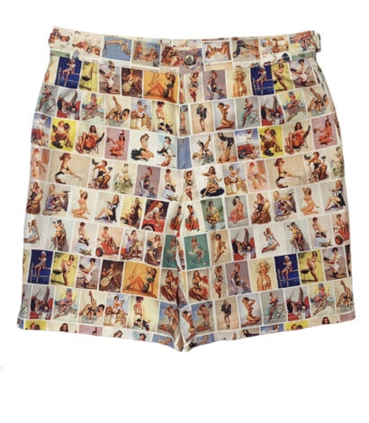 (product) Color Pinups Swim Shorts, full view - custom suits nyc bespoke tailor midtown, noho