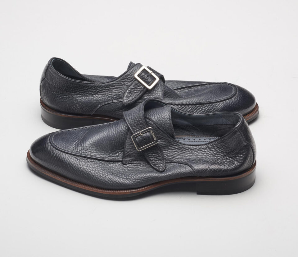 (product) Parma Smoke Monk Strap, Side view of the pair - custom suits nyc bespoke tailor midtown, noho