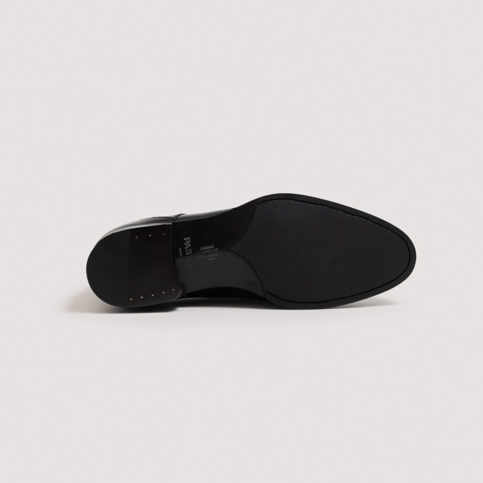 (product) Faustus Monk Strap Nero, Sole view - custom suits nyc bespoke tailor midtown, noho