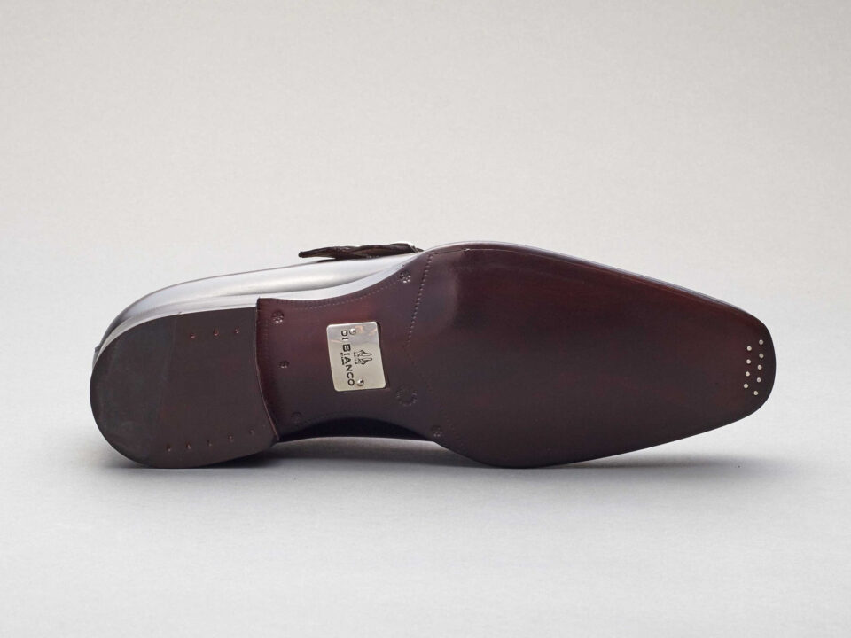 (product) Caravaggio Nero Monk Strap, Sole view - custom suits nyc bespoke tailor midtown, noho