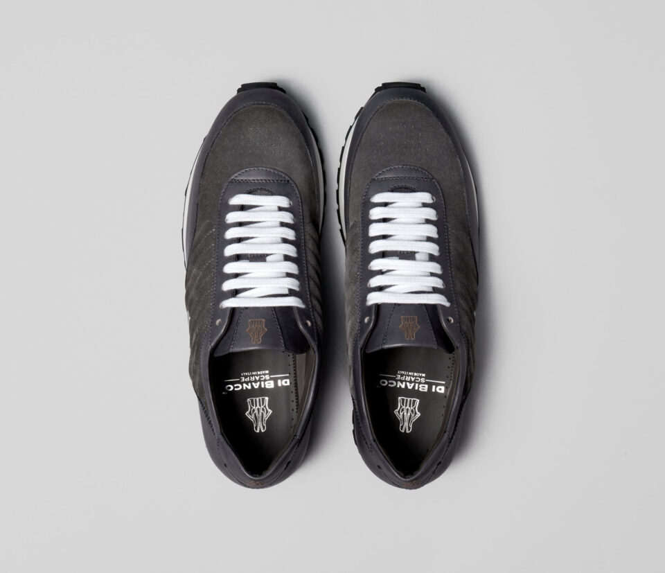 (product) Daytona Fumo Dress Sneaker, Top view of the pair - custom suits nyc bespoke tailor midtown, noho