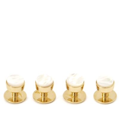 (product) Mother of Pearl Tuxedo Studs (Yellow Gold) - custom suits nyc bespoke tailor midtown, noho