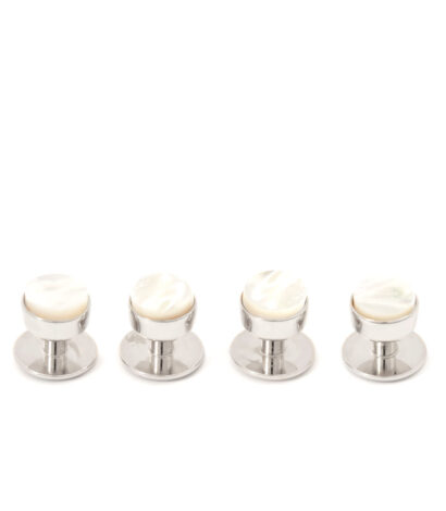 (product) Mother of Pearl Tuxedo Studs (White Rhodium) - custom suits nyc bespoke tailor midtown, noho