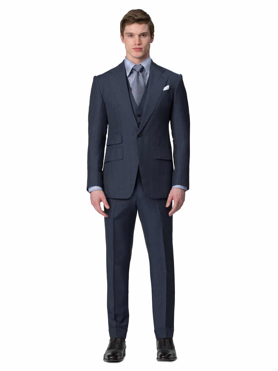 (product) Blue Melange Glen Check Bespoke Suit - custom suits nyc bespoke tailor midtown, noho