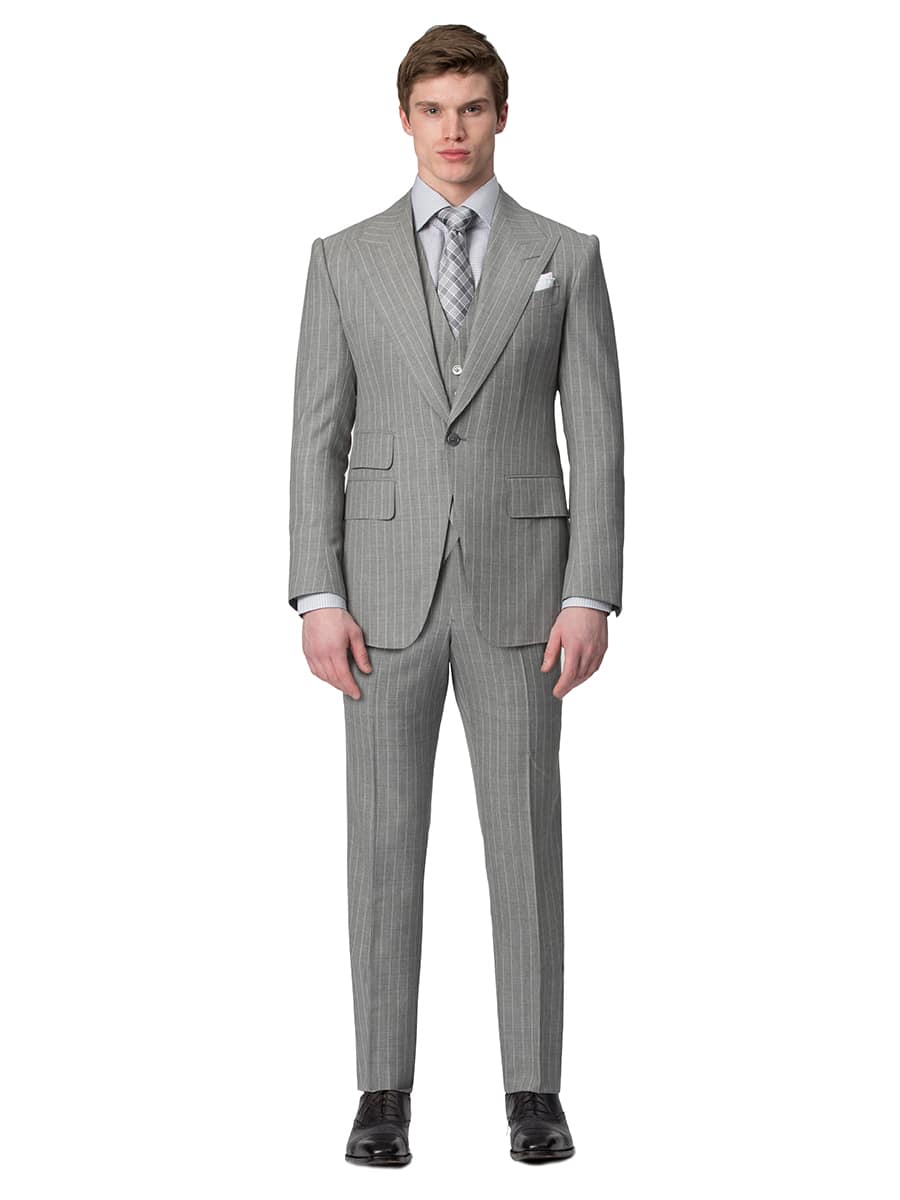 (product) Light Grey Pinstripe Bespoke Suit - custom suits nyc bespoke tailor midtown, noho
