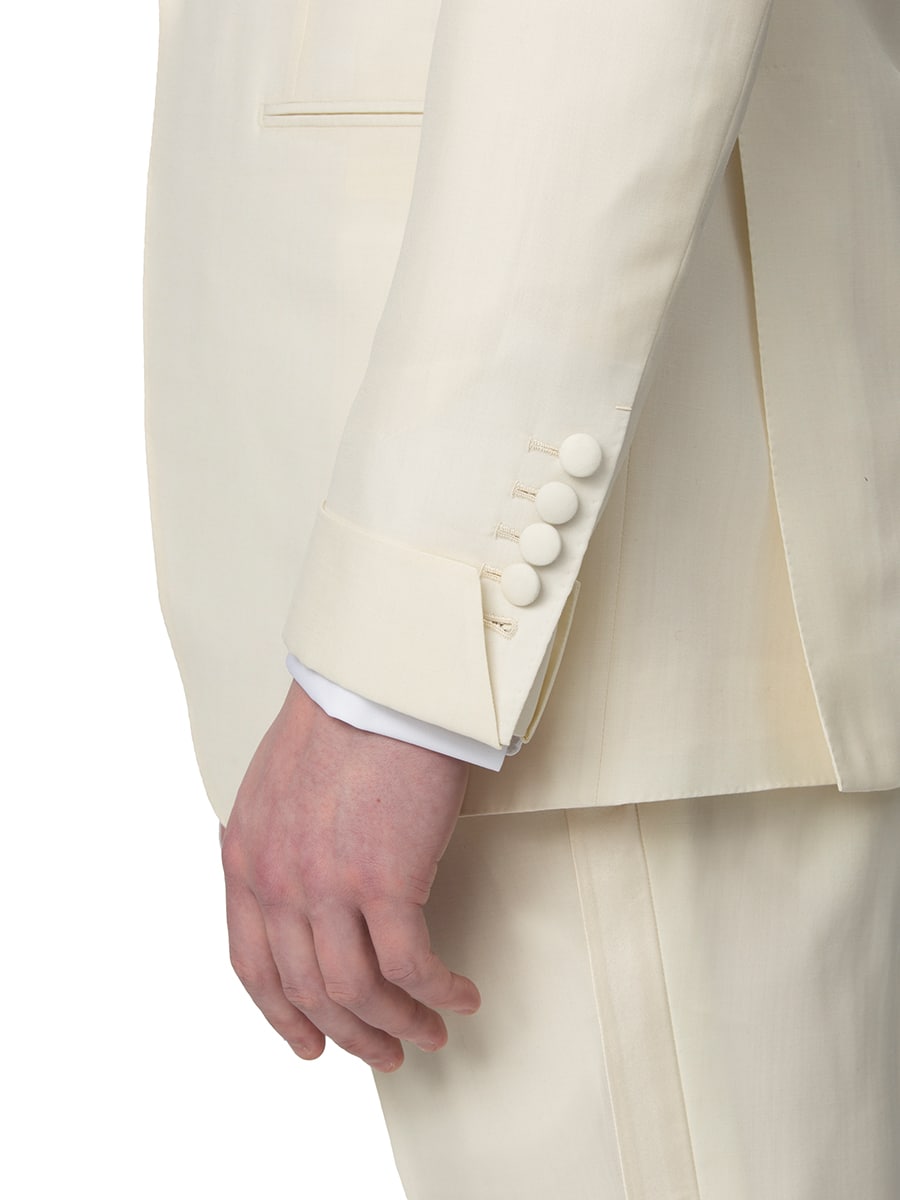 (product) Ivory Mohair & Silk Bespoke Dinner Jacket, cuff detail - custom suits nyc bespoke tailor midtown, noho