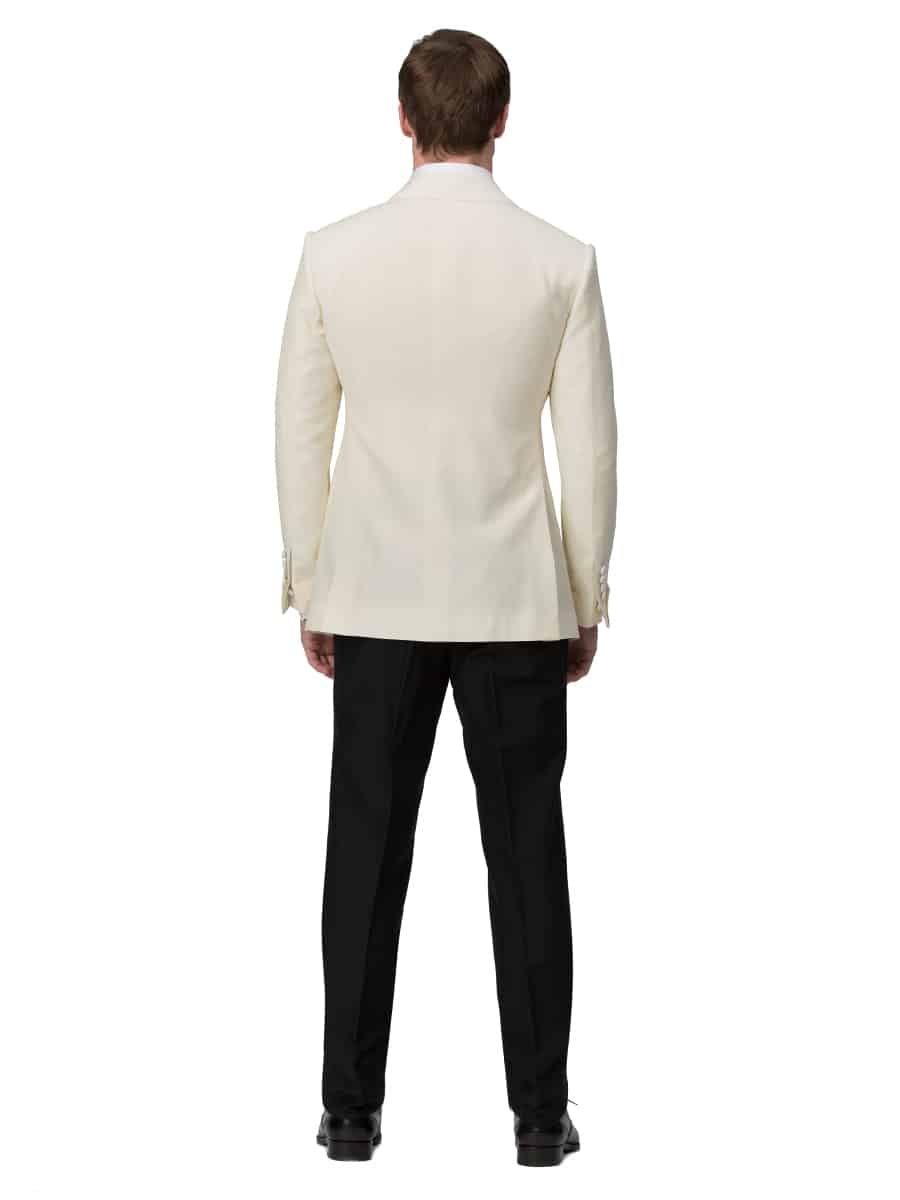 (product) Ivory Mohair & Silk Bespoke Dinner Jacket, back view - custom suits nyc bespoke tailor midtown, noho