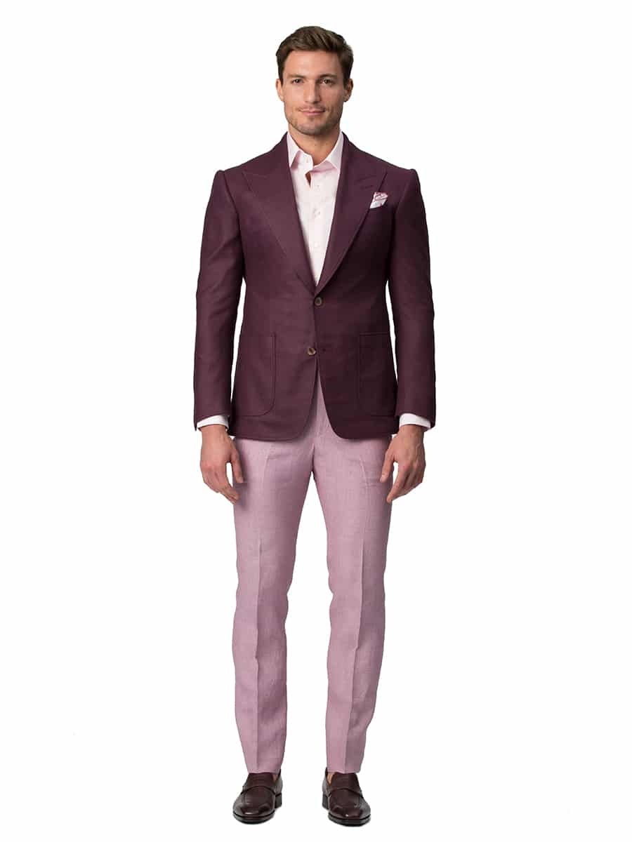 (product) Berry Wool & Silk Hopsack Bespoke Sport Coat, front view - custom suits nyc bespoke tailor midtown, noho