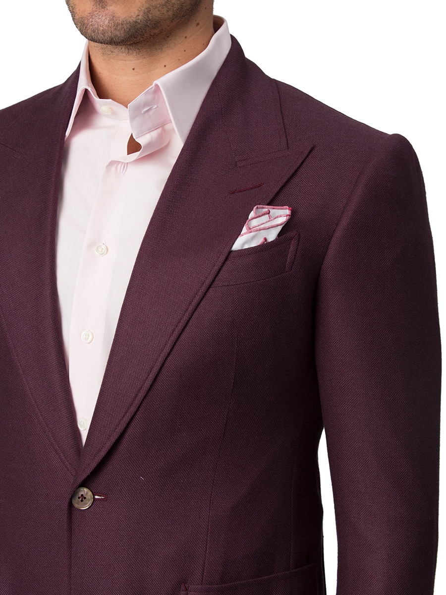 (product) Berry Wool & Silk Hopsack Bespoke Sport Coat, lapel detail - custom suits nyc bespoke tailor midtown, noho