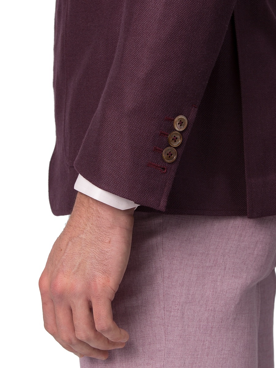 (product) Berry Wool & Silk Hopsack Bespoke Sport Coat, cuff detail - custom suits nyc bespoke tailor midtown, noho