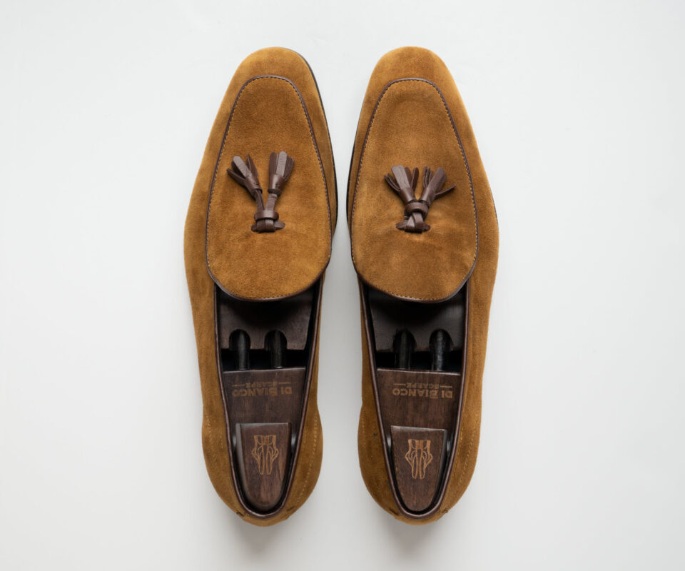 (product) Vomero Land Suede Loafer, Top view of the pair - custom suits nyc bespoke tailor midtown, noho