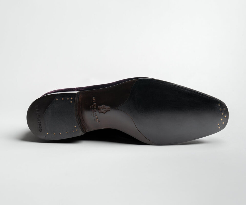 (product) Vomero Velvet Prugna Formal Loafer, Sole view - custom suits nyc bespoke tailor midtown, noho