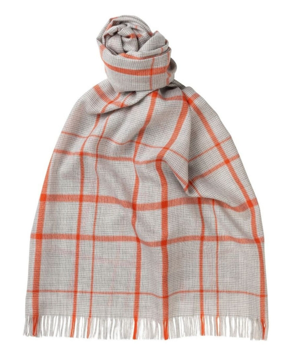 (product) Grey Lightweight Merino Semi-Plain Scarf, Knotted - custom suits nyc bespoke tailor midtown, noho