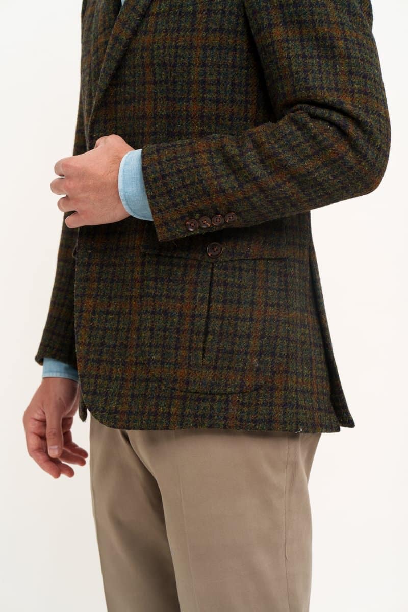 mab-green-brown-check-tweed-sport-coat-medium-square-2 - Forest Tweed Check Sport Coat - custom suits nyc bespoke tailor midtown, noho
