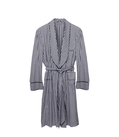 MAB Custom Black Check Brushed Twill Robe - custom suits nyc bespoke tailor midtown, noho